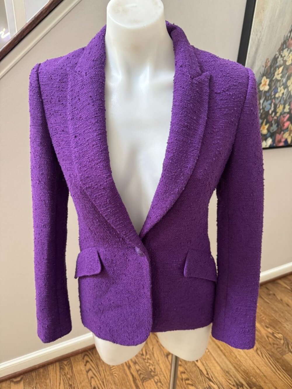 L'Agence Chamberlain Boucle Tweed Blazer Jacket Purple Size 0